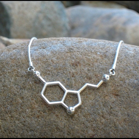 Silver Seratonin Molecule Necklace - Picture 1 of 4